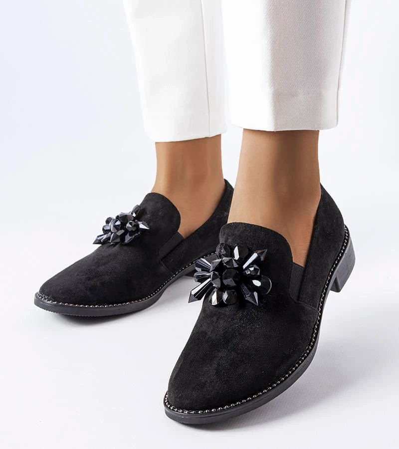 Fekete kristályokkal díszített félcipők Jarvisville