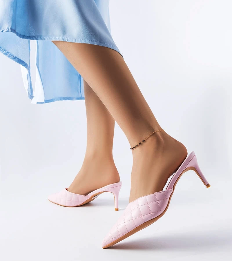 Rózsaszín párnázott tűsarkú Lambert papucs