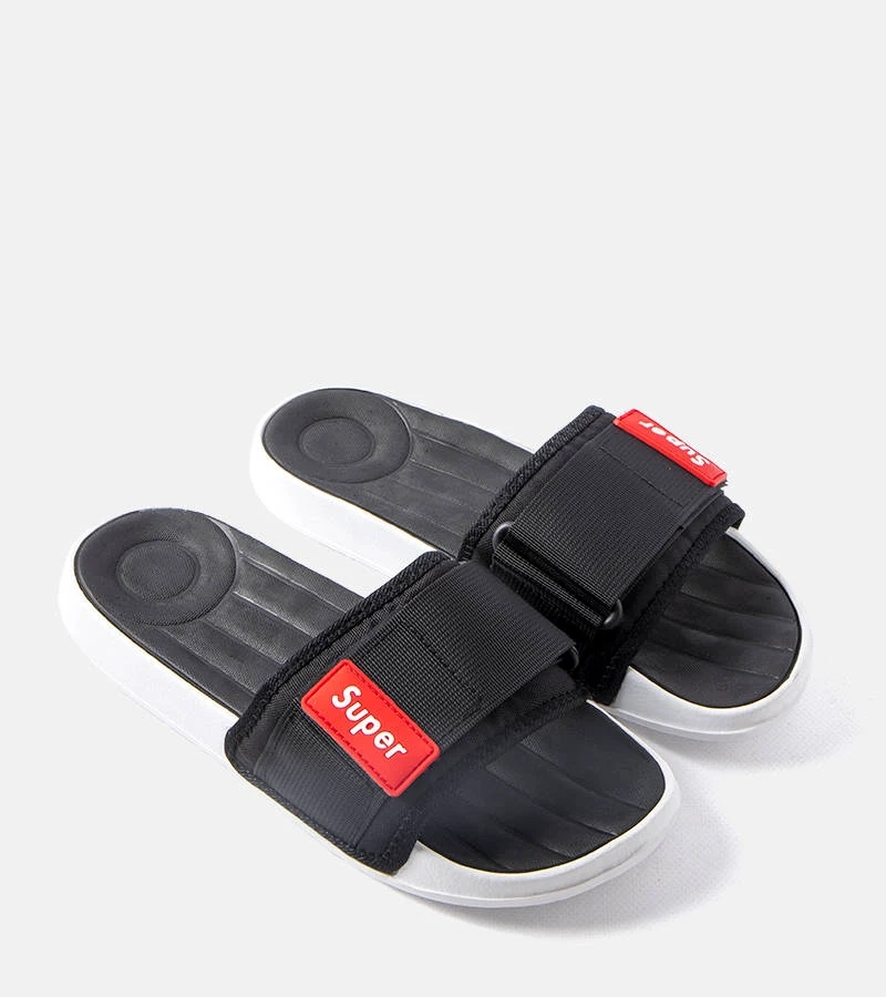 Fekete férfi szabályozható tépőzáras papucsok Alley