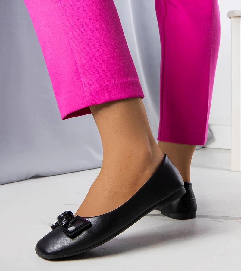 Fekete szalagdíszes Tabitha balerinacipők