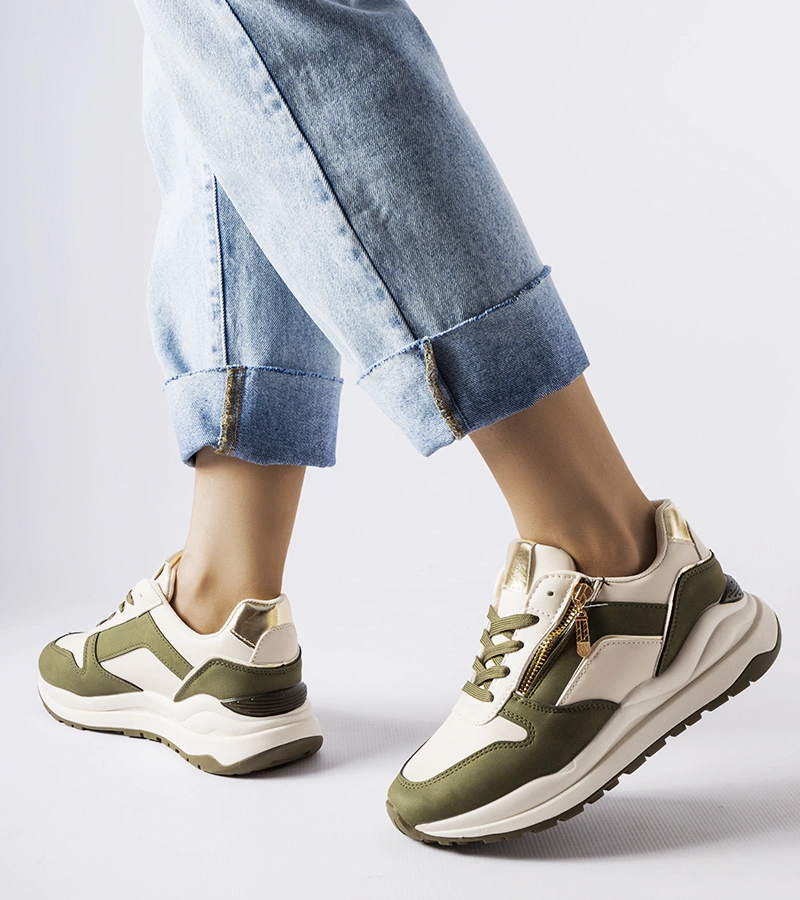 Fehér-zöld sneakers Cecchi