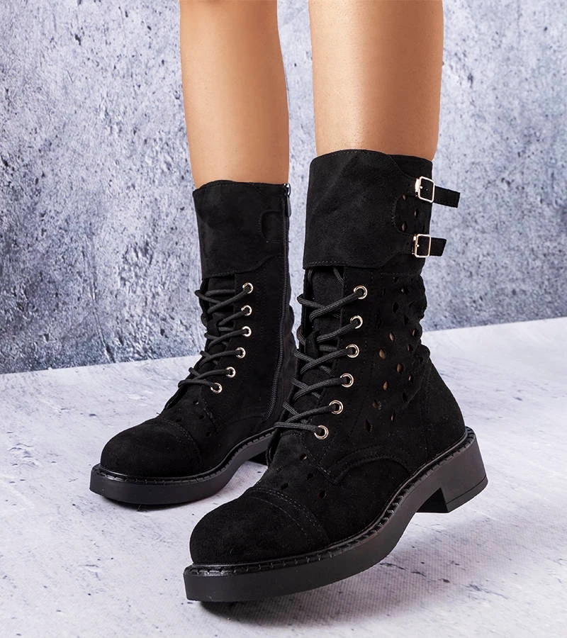 Fekete csipkés bokacsizma Legault