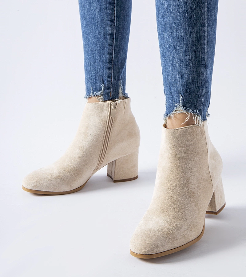 Mapleview alacsony sarokkal bézs bokacsizma