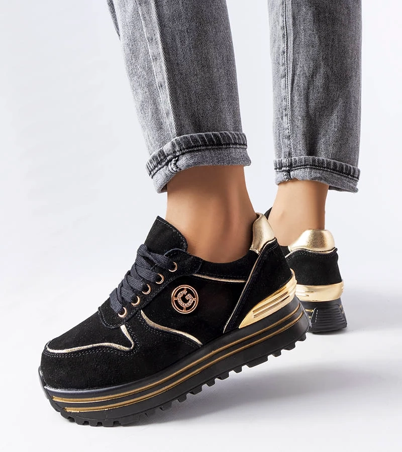 Fekete-arany platformos tornacipők Therrien néven