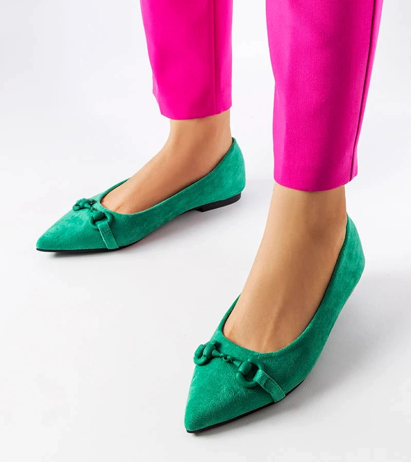 Zöld hegyes orrú Aimé balerinacipők