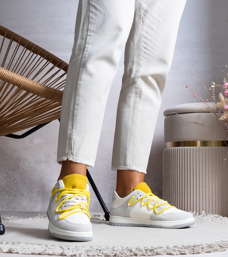 Szürke Arcobaleno tornacipő sárga cipőfűzővel