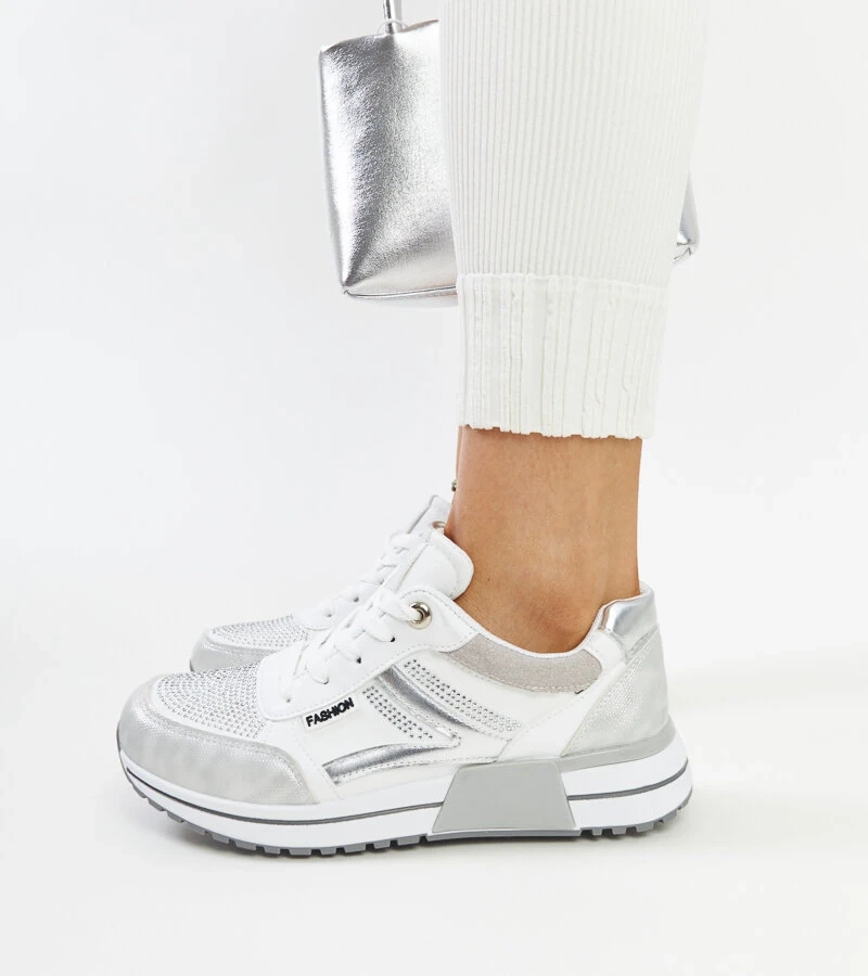 Cirkóniummal díszített ezüst platformos Mauli tornacipő