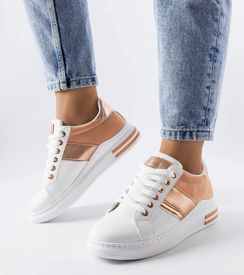 Fehér cipők rózsaszín betétekkel Deans.