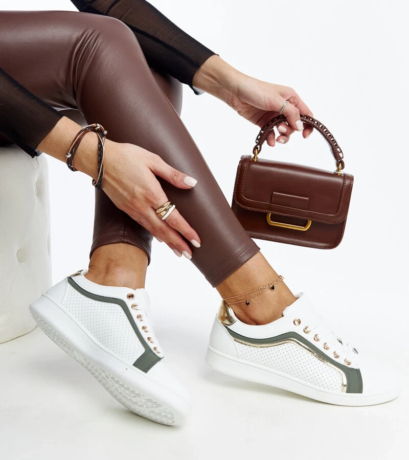 Fehér-zöld Amala platformos tornacipők