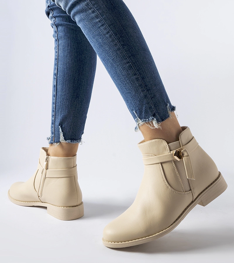 Raimondo bézs lapos bokacsizma