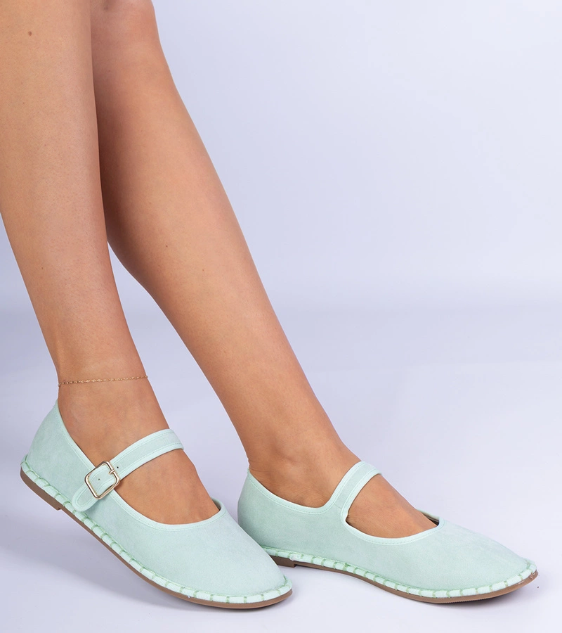 Zöld női pántos balerinacipő Meremi