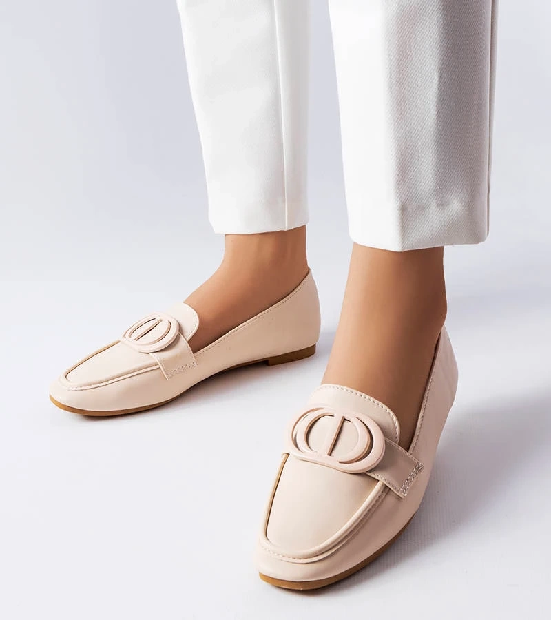 Poissonnier bézs mokaszin klipsszel