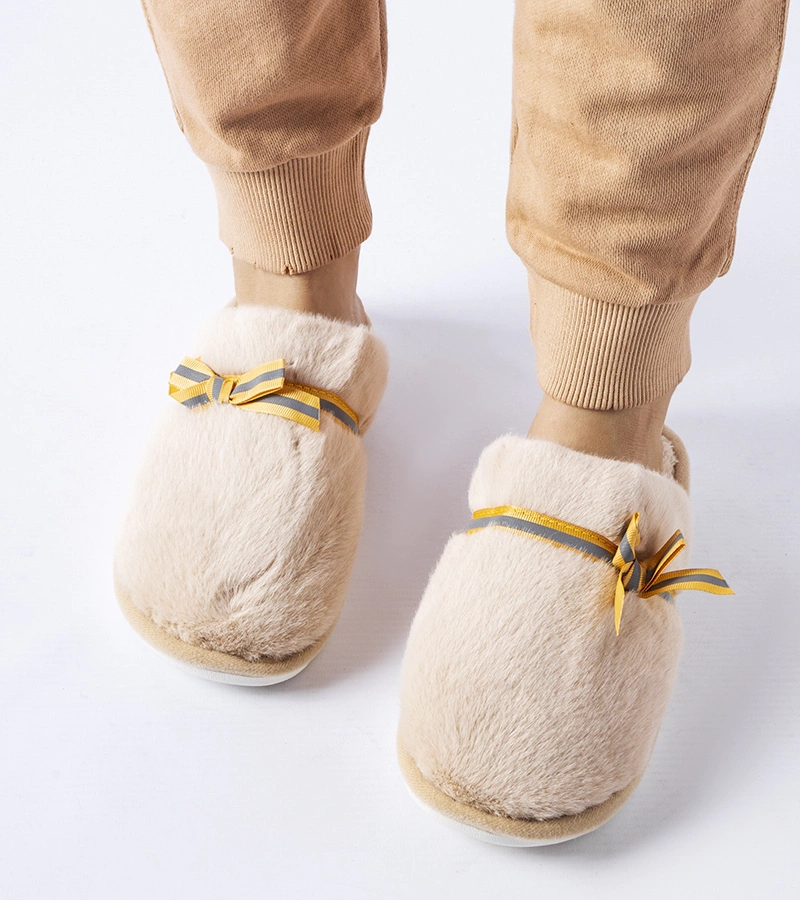 Antonino meleg bézs papucs masnival