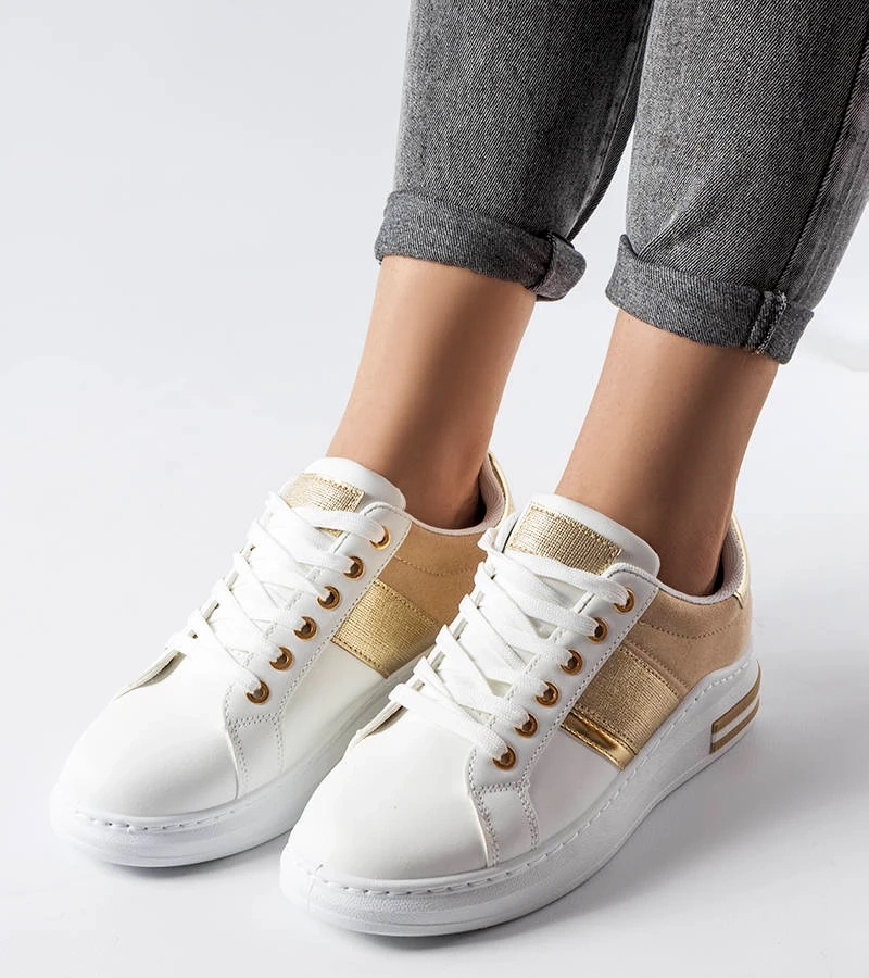 Fehér cipők bézs betétekkel Deans.