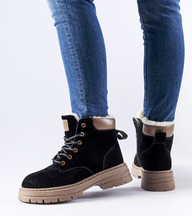 Fekete munkás csizma világos béléssel Stevens