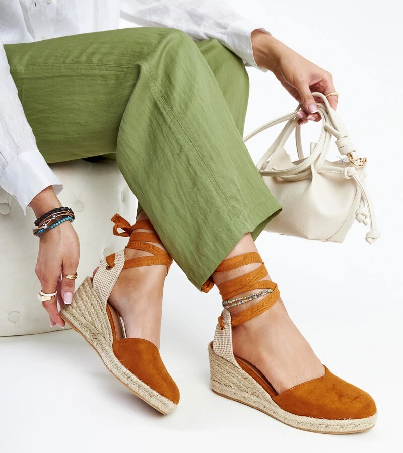 Blagica barna kötős espadrille sarokplatform