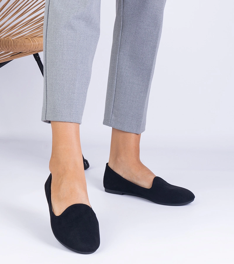 Valensia fekete klasszikus eco-bársony balerinák