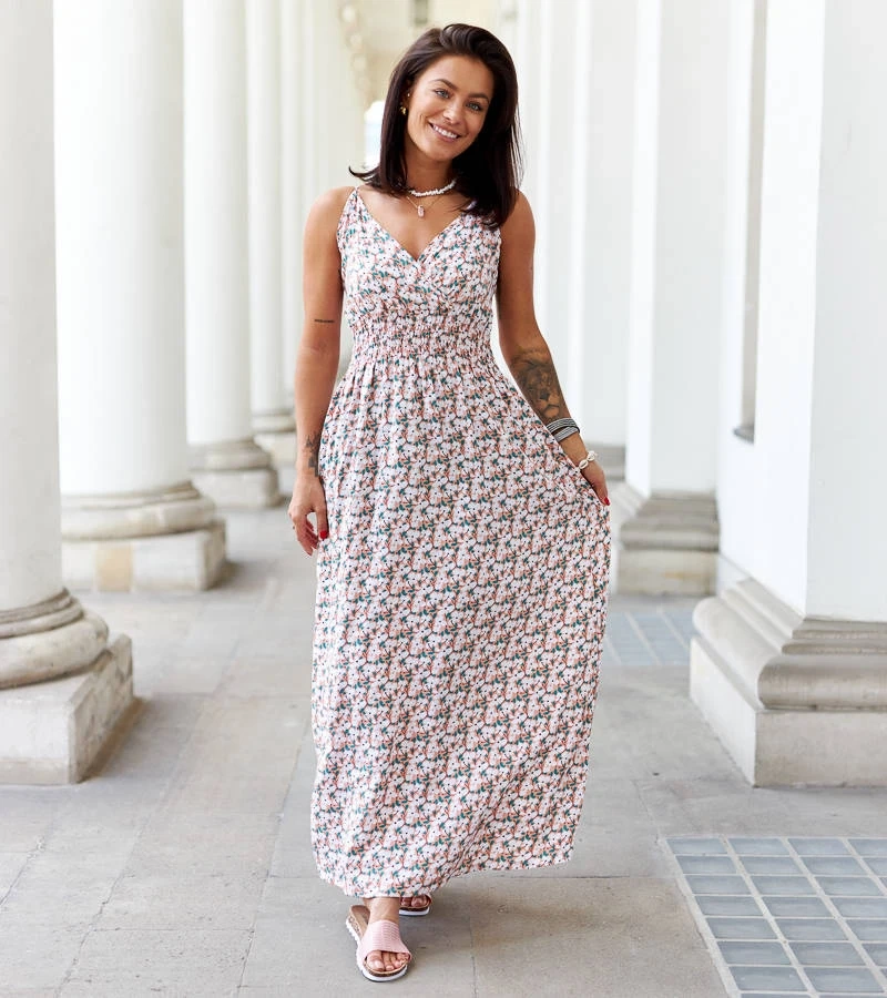 Narancssárga virágos maxi ruha Jolanda