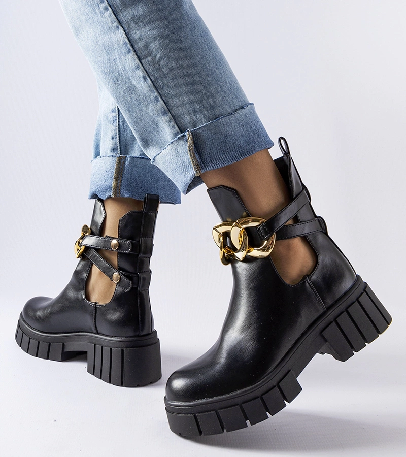 Fekete bokacsizma Lancaster láncos