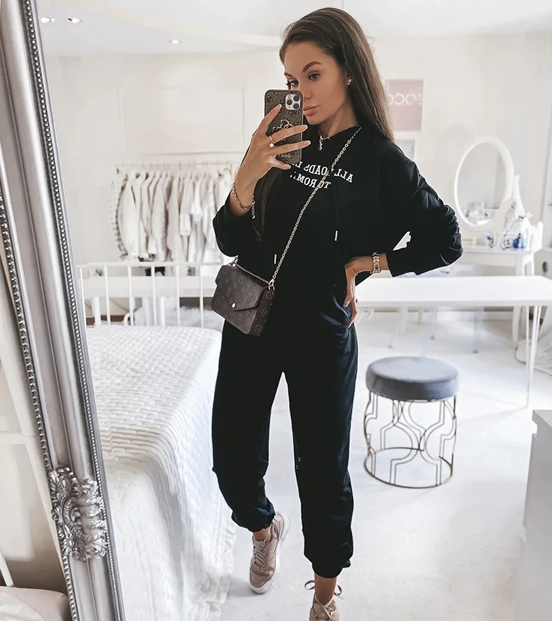 Fekete, kapucnis, 2 részes Alcide szett