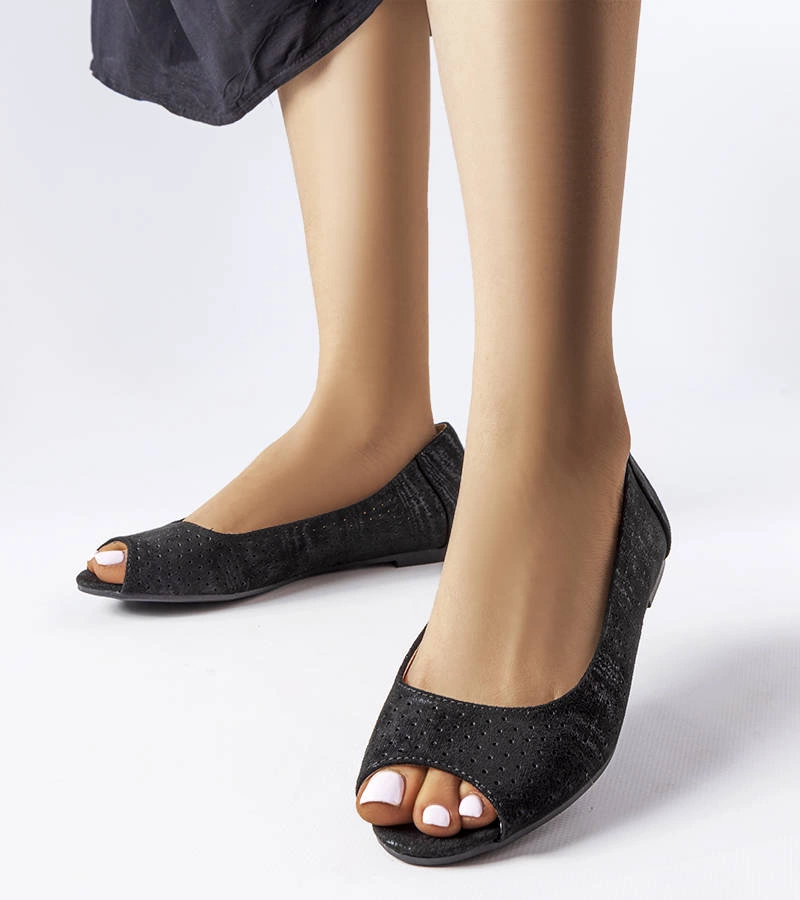 Fekete csipkés balerinacipő Lavoie