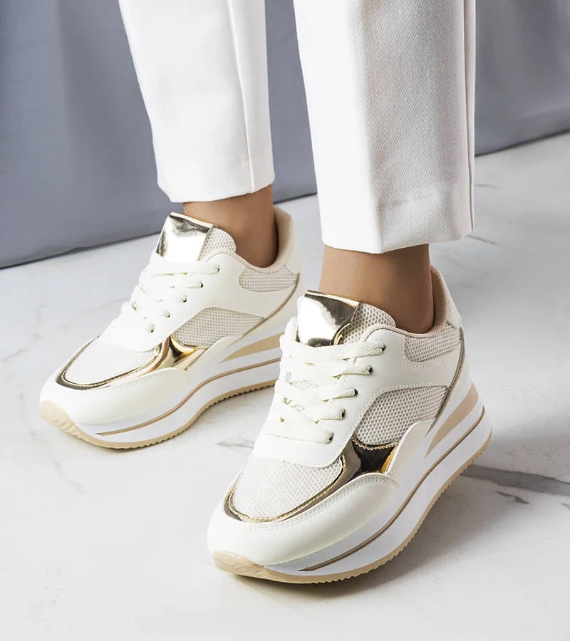 Ethel vastag talpú bézs szövetcipők