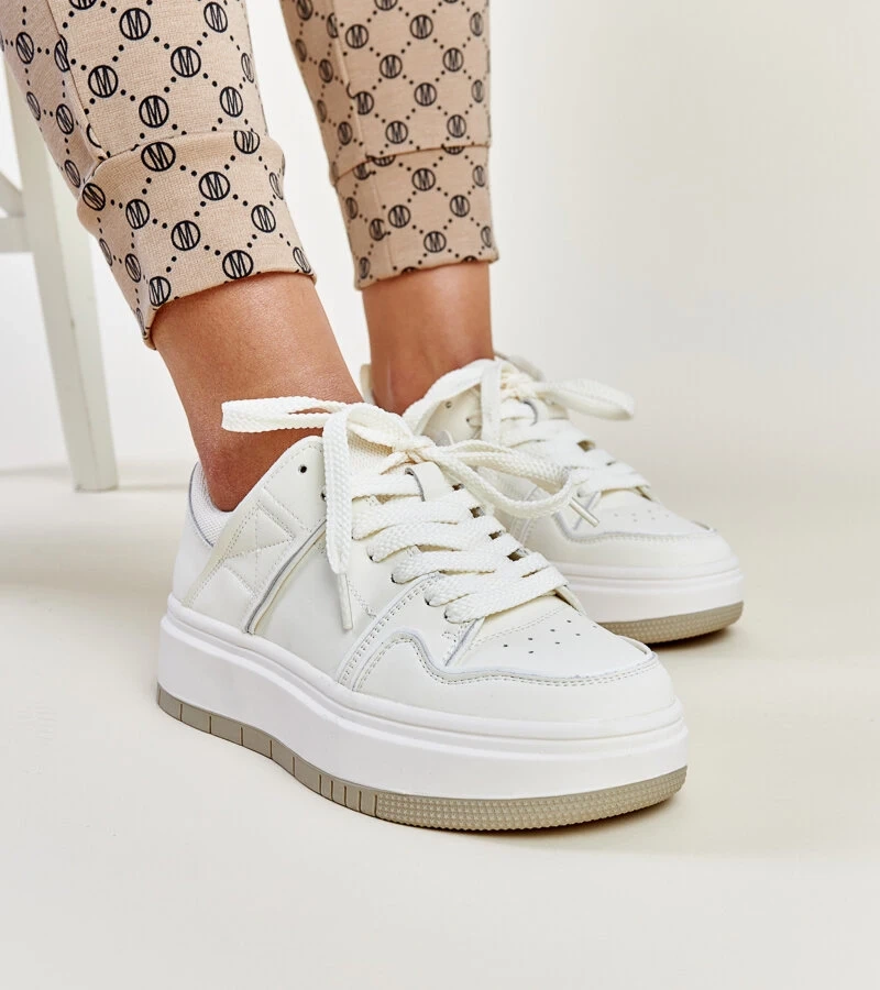 Abrar vastag talpú fehér bőr tornacipő