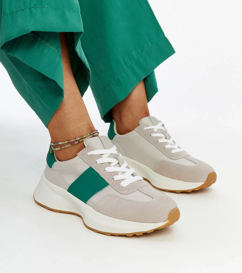 Szürke-zöld bőr Ganim tornacipők