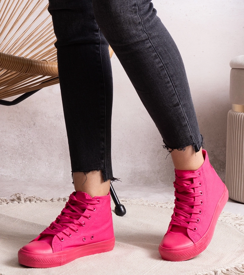 Rafife sötétrózsaszín magas tornacipők