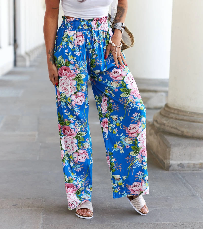 Kék virágos széles nadrág Cosimo