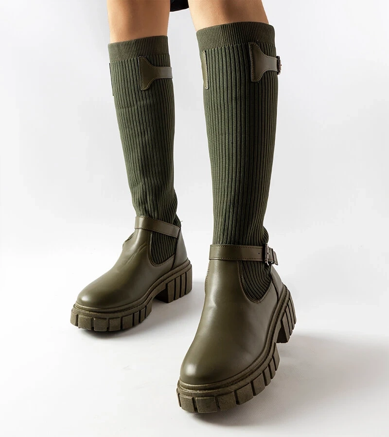 Zöld rugalmas szárú Courcelle csizma