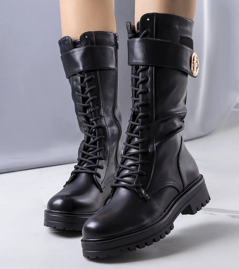 Fekete bélelt munkásbakancsok Bicor