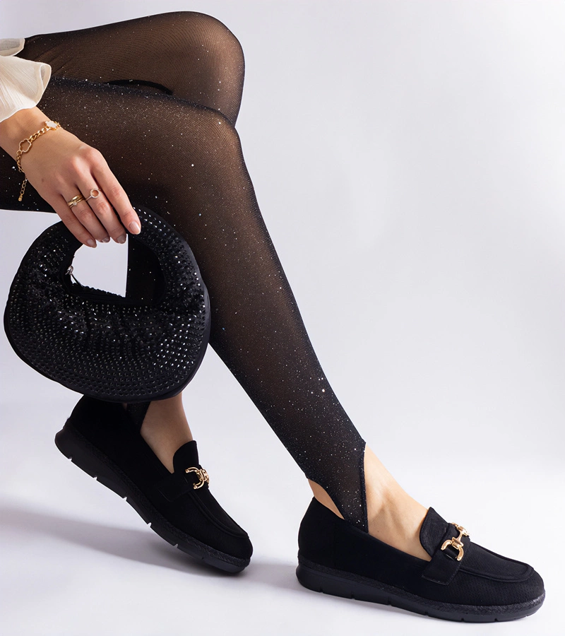 Sandoval fekete női perforált mokaszinok öko velúrból