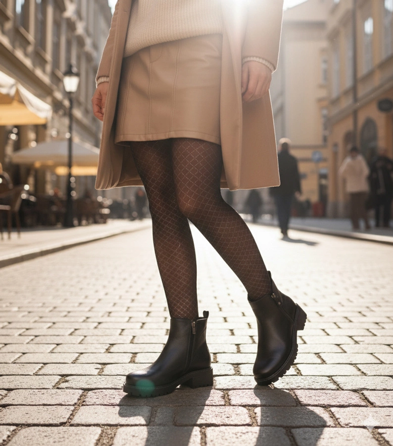 Fekete bokacsizma finom sarkú, díszes cipzárral Terina