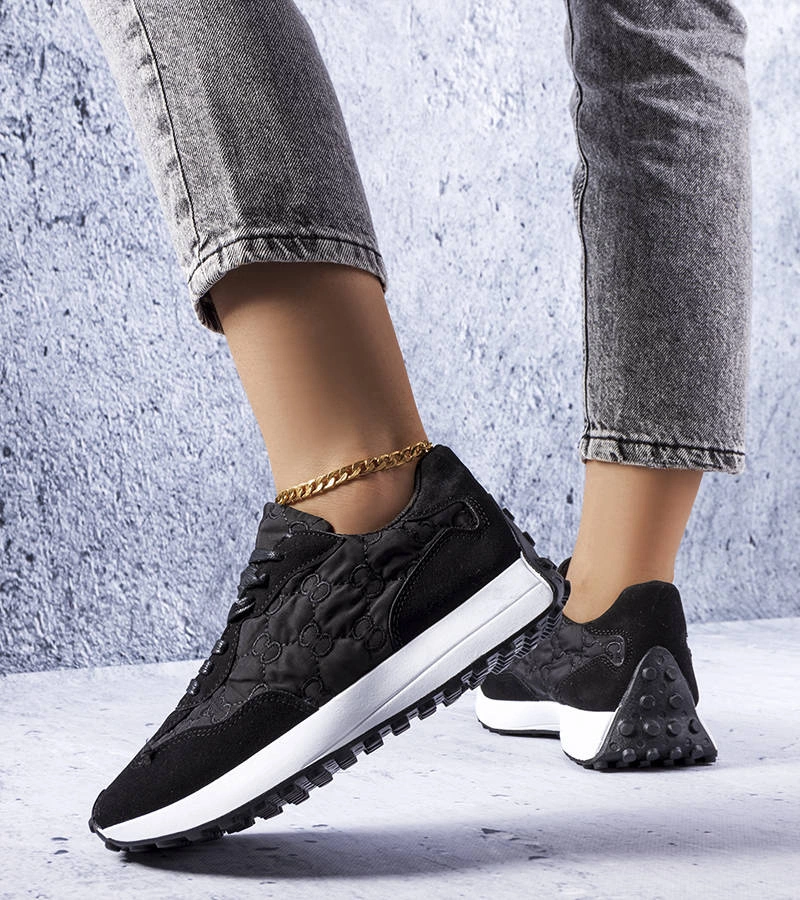 Fekete Lanctot monogrammal díszített tornacipők