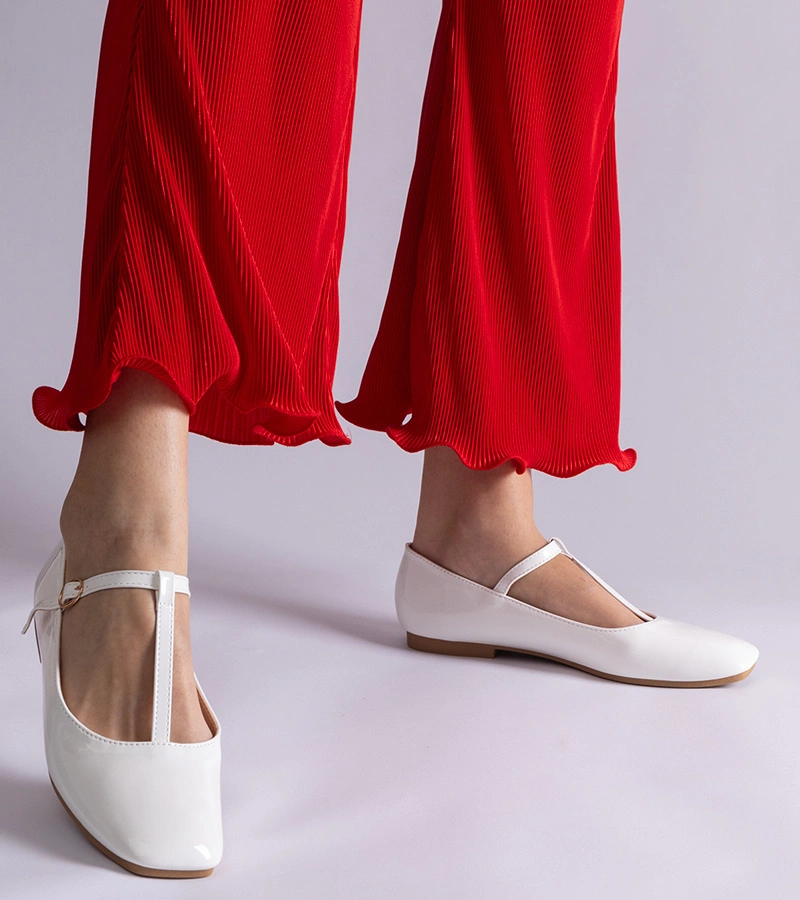 Fehér lakkozott pántos balerinacipő Marseille