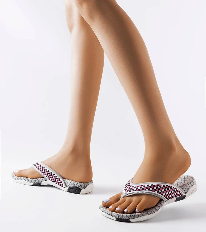 Szürke-rózsaszín textil papucs Mareta