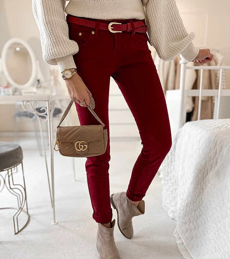 Bordó anyagból készült Chevrette nadrág