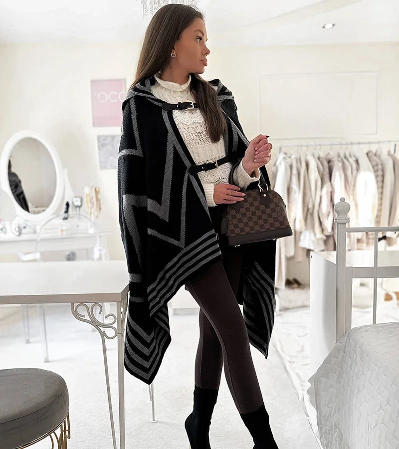 Sötétszürke kapucnis Leyla köpeny