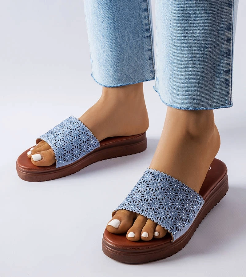 Kék csipkés papucsok cirkóniákkal Irvine