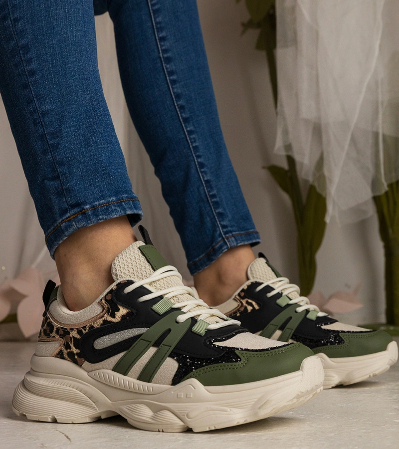 Zöld női sportcipők csillámmal Maleda