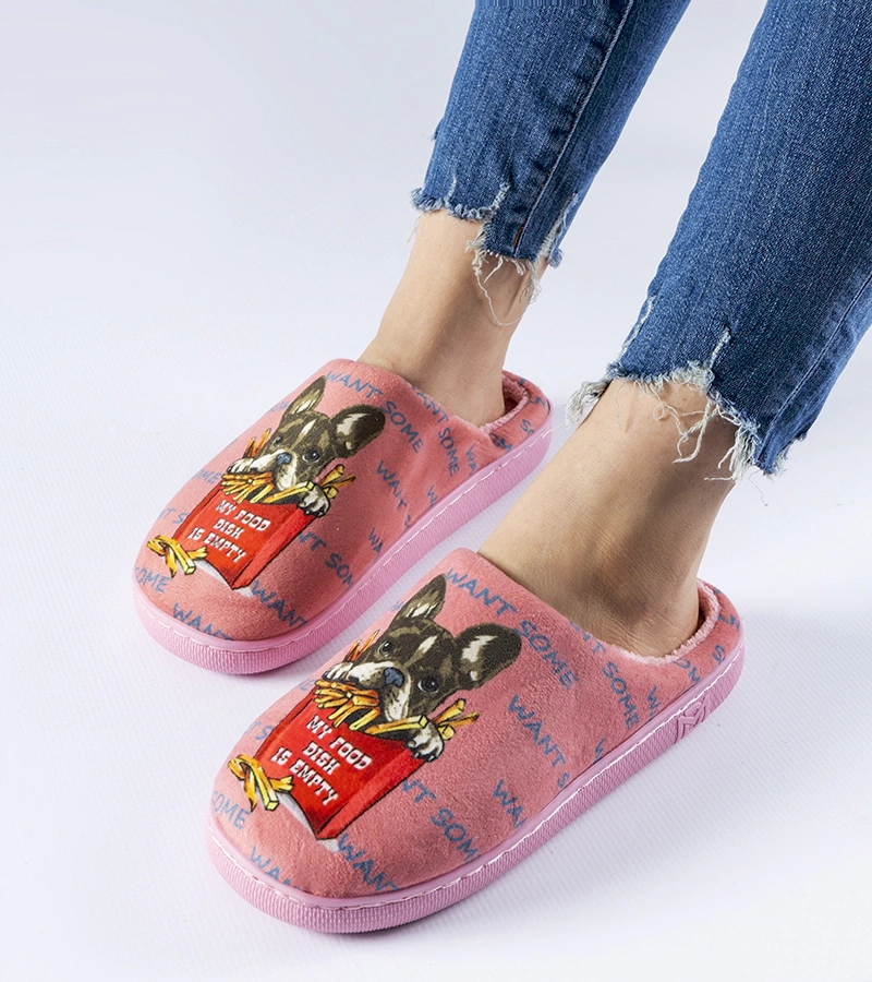 Sötétrózsaszín puha papucs Frenchfries