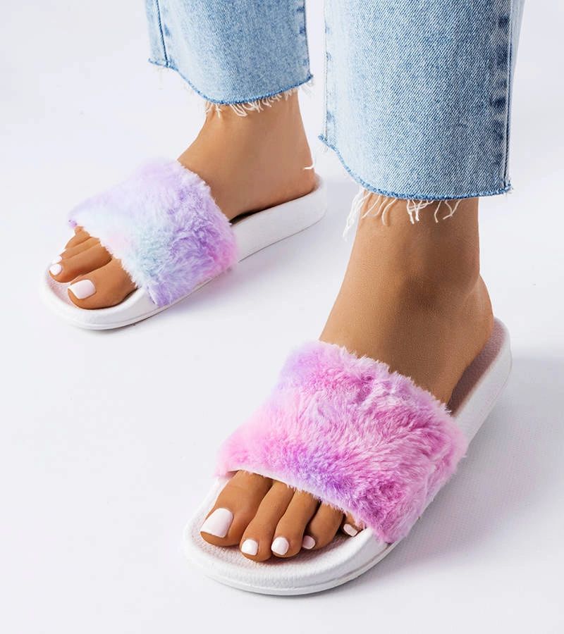 Színes szőrös papucsok Raffaele