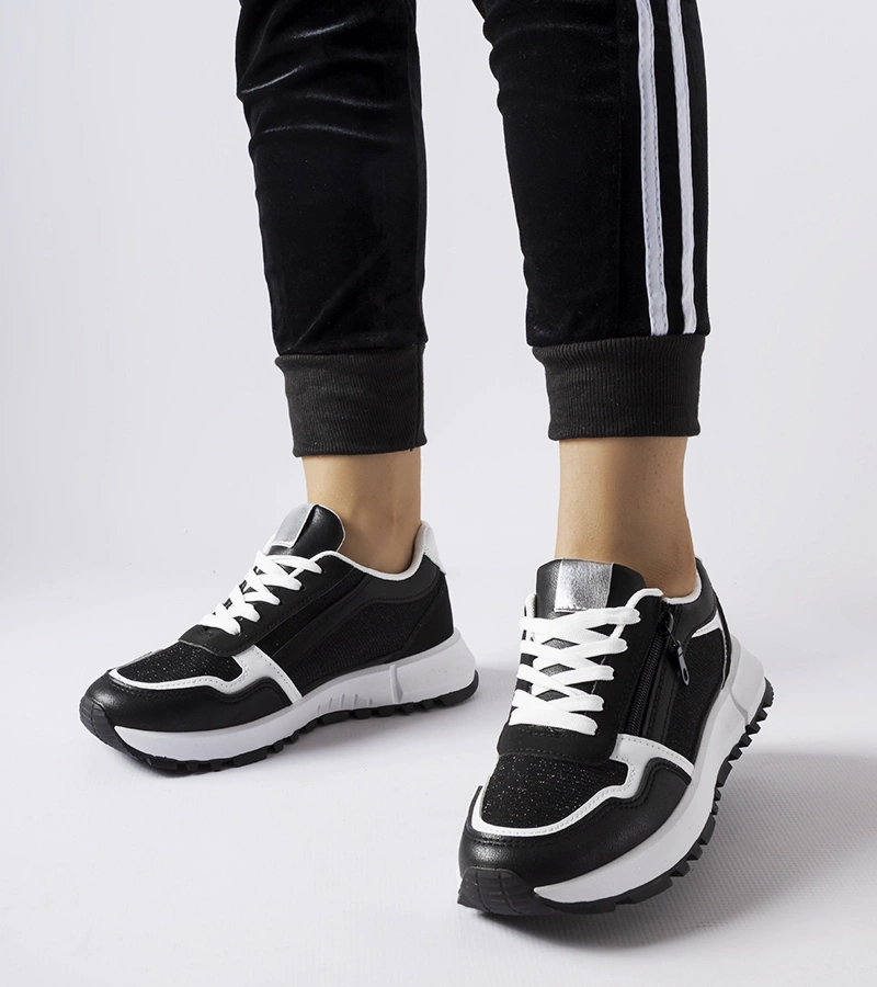 Fekete díszes tornacipők Camuzzoni