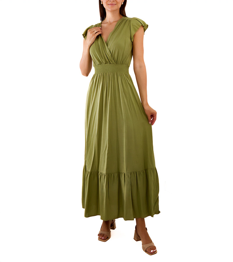 Goffredo zöld maxi ruha redőkkel