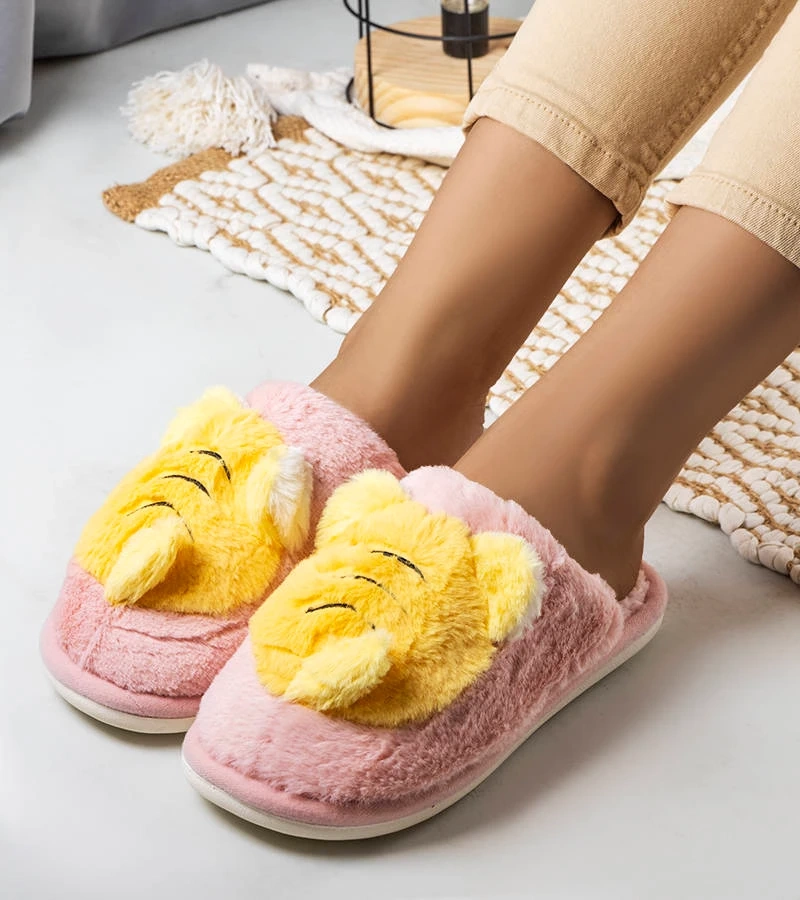 Rózsaszín-sárga puha papucs Bee