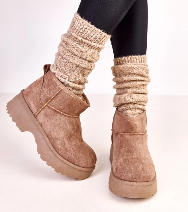 Sötétbézs alacsony ökobőr hócsizmák Joshua