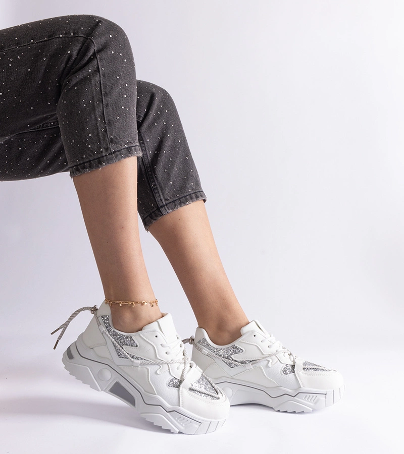 Fehér csillogó női tornacipő Agar