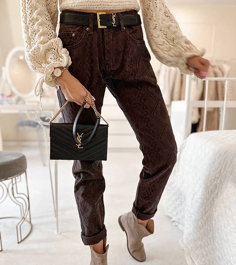 Sötétbarna övvel ellátott nadrág Pelchat