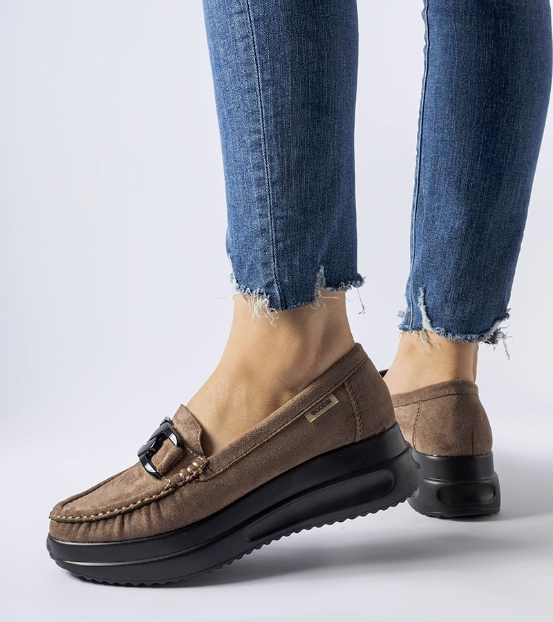 Barna platformos mokaszin eko-szövet Vigolo